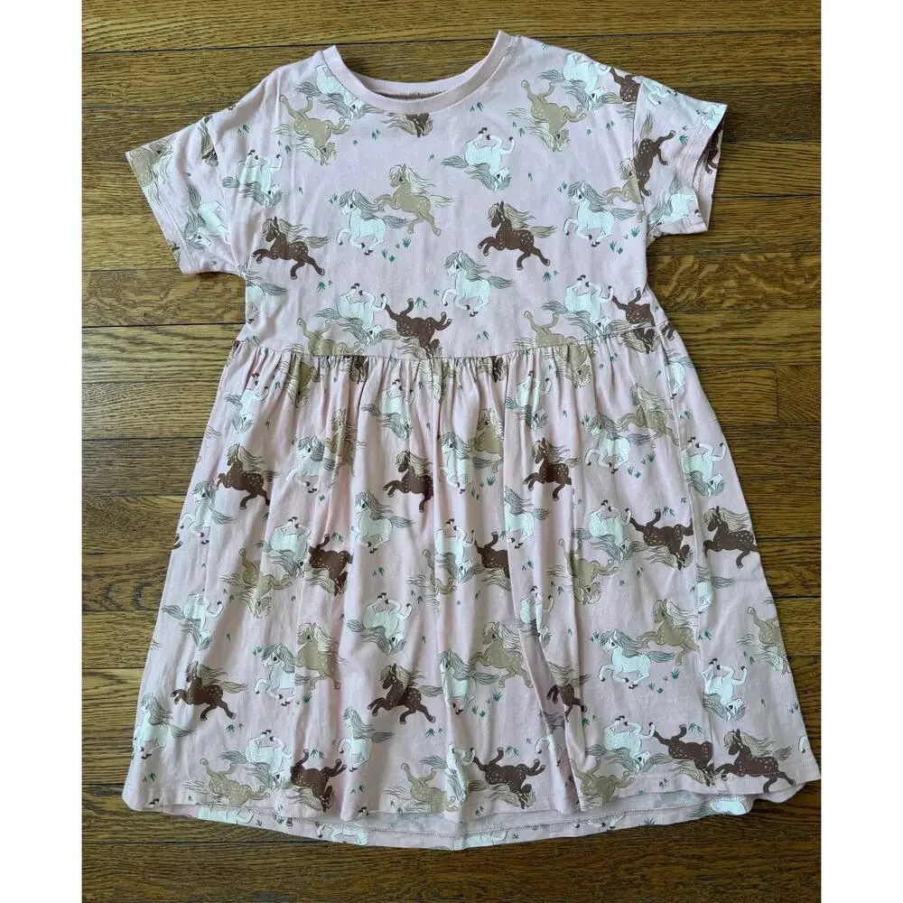 H&M Girls' Pink Horses Shirt Dress Size 6-7